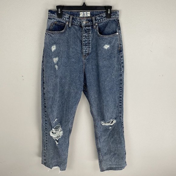 Free People Denim - Free People Georgine Distressed Mom Jean Womens Size 31 Curvy in West End Blue